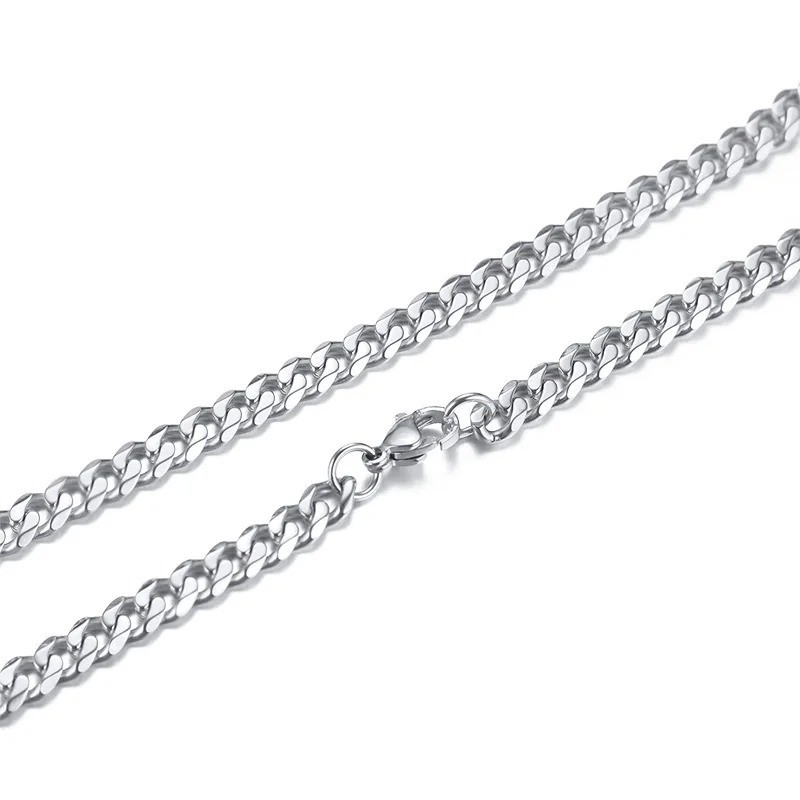 3/5/7mm Stainless Steel Cuban Link Chain Stainless Steel Necklace, Punk Hip-hop