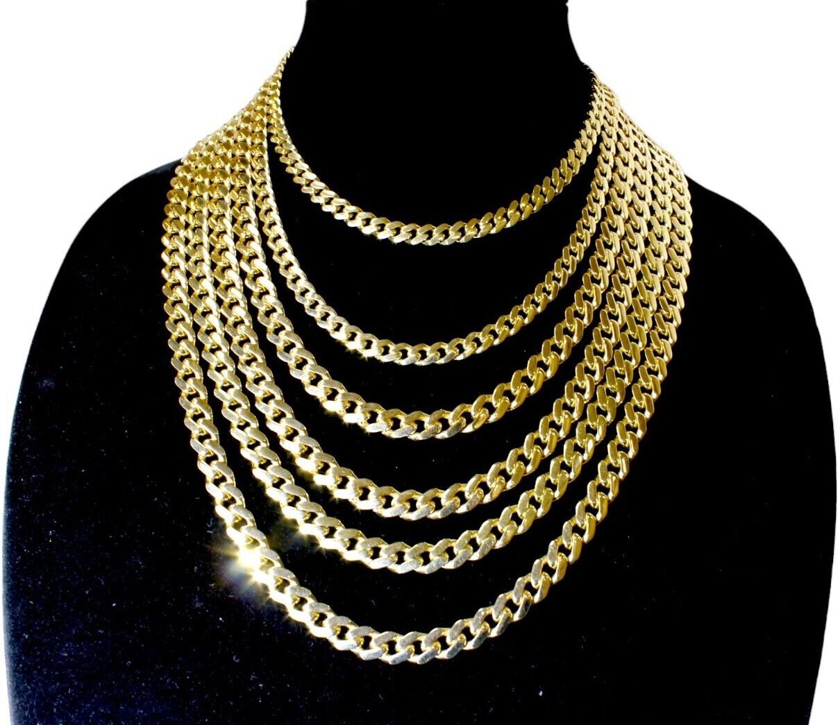14K Yellow Gold Monaco Miami Cuban Link Chain Necklace CZ Pave 6mm-13mm 7″-30″