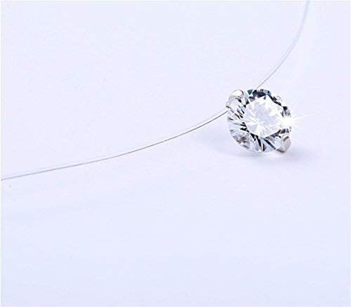 Solitaire Cubic Zirconia Pendant Shiny Silver Transparent Necklace *USA*