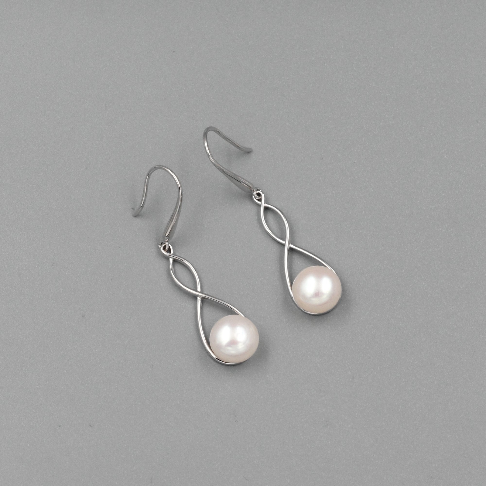 White Freshwater Pearl 925 Sterling Silver Hook Drop Dangle Wire Earrings 07987