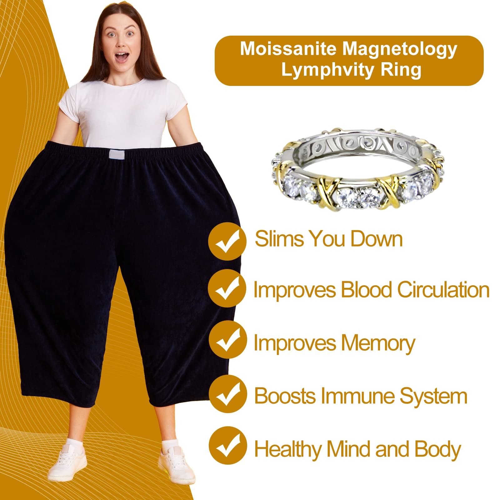 Moissanite Magnetology Lymphvity Ring, Magnetic Zircon Shaping Cross Full Moi…