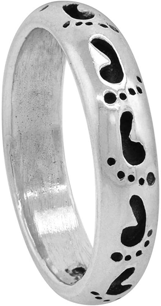 3mm Sterling Silver Footprints in The Sand Stackable Ring 1/8 inch Sizes 6 to 10