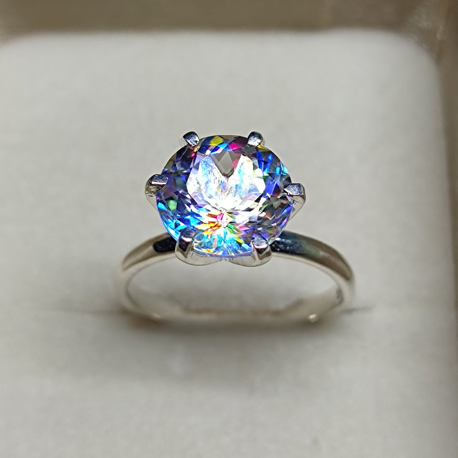 6 Ct Natural GIE Certified Bi-Color Mystic Ring 925 Silver Ring Size 7 Gemstone
