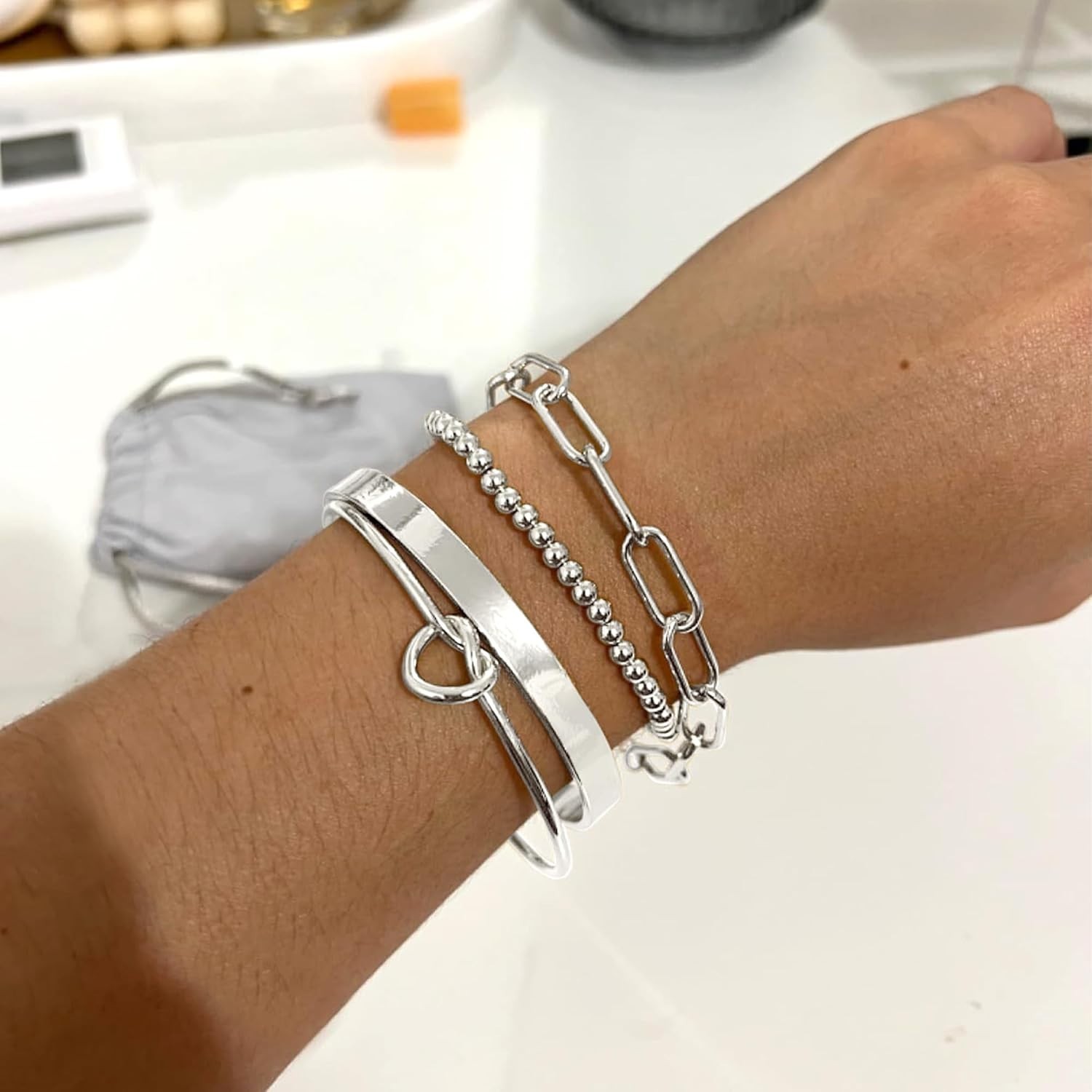 Elegant 14K Gold Plated Cuff Bracelet Set – Non-Tarnish & Waterproof Jewelry