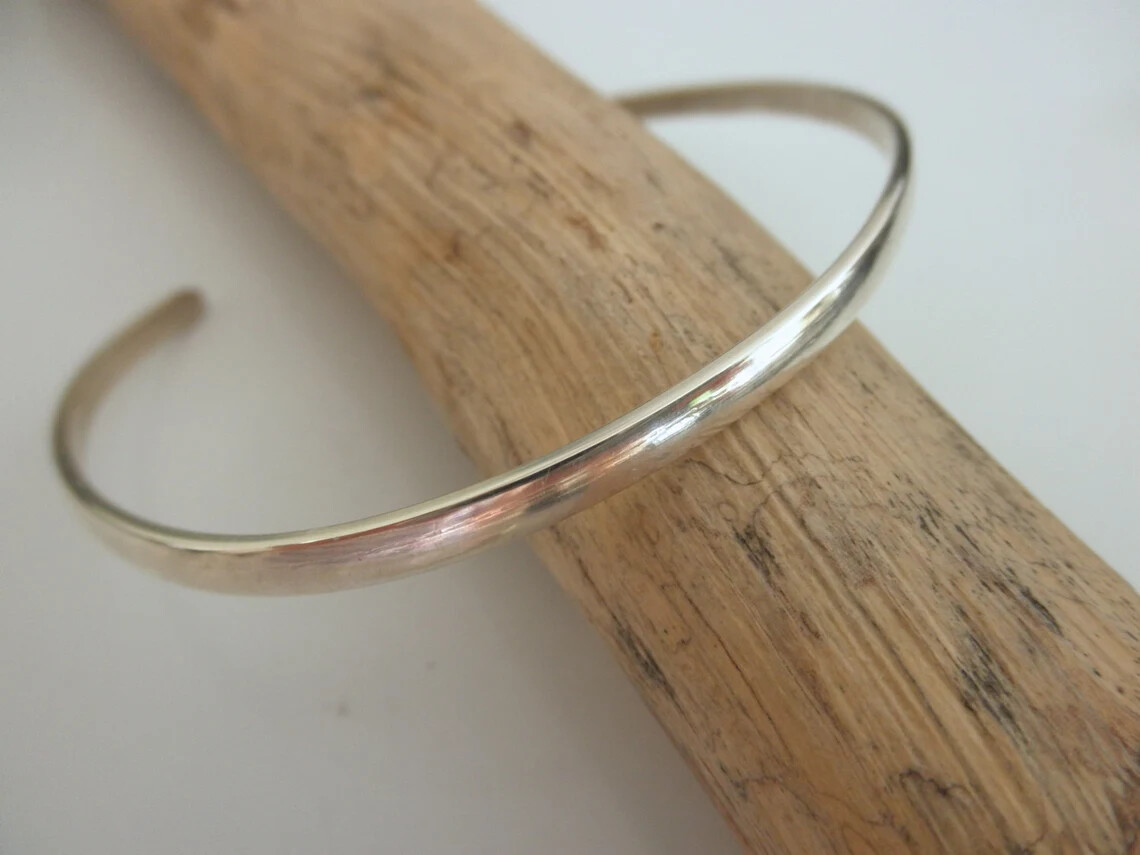 Skinny Sterling silver Cuff bracelet, Slim Mens Silver Cuff, Silver Twist Cuff