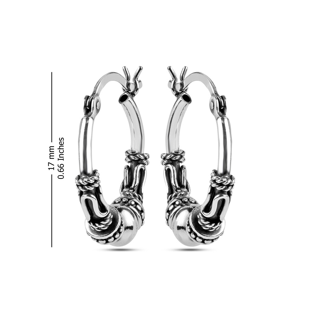 LeCalla Sterling Silver Antique Light-Weight Spiral Bali Women Teen Hoop Earring