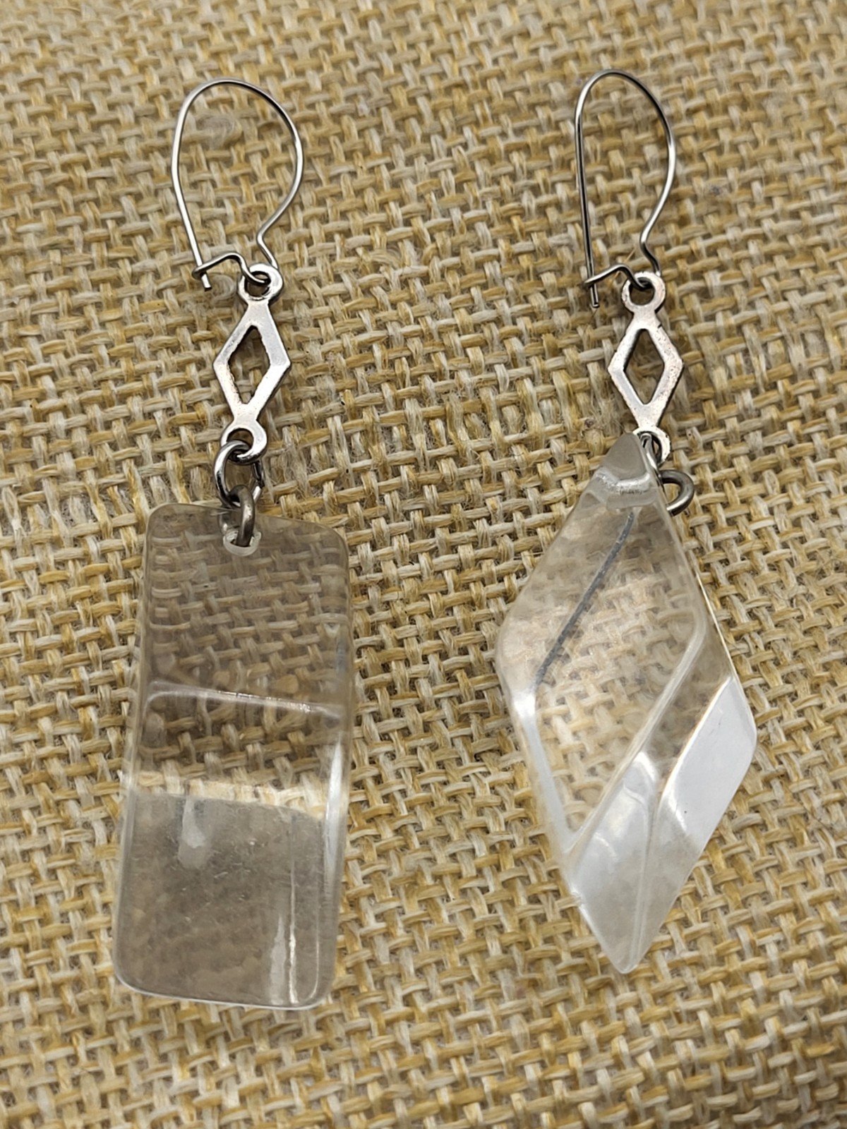 Stunning vintage lucite ice dangle earrings elegant bridal jewelry unsigned drag