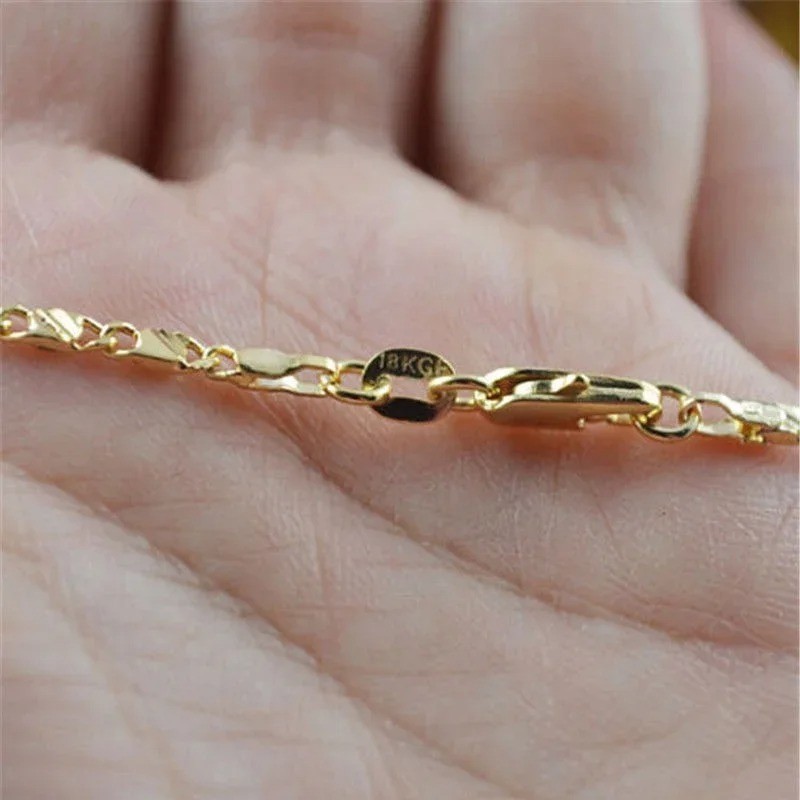 Exquisite 925 Silver 18K Gold Filled Necklace Chain 16-30 Inch Unisex Jewelry