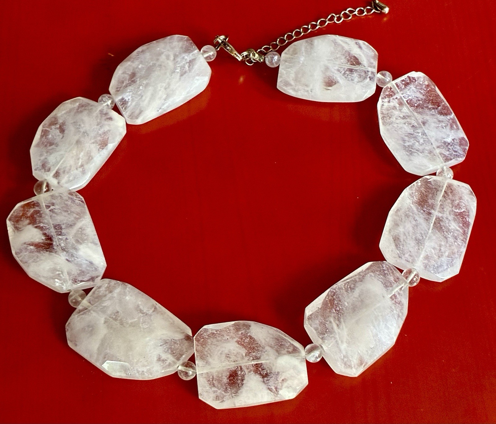 Faceted Clear Quartz Beaded Statement Necklace