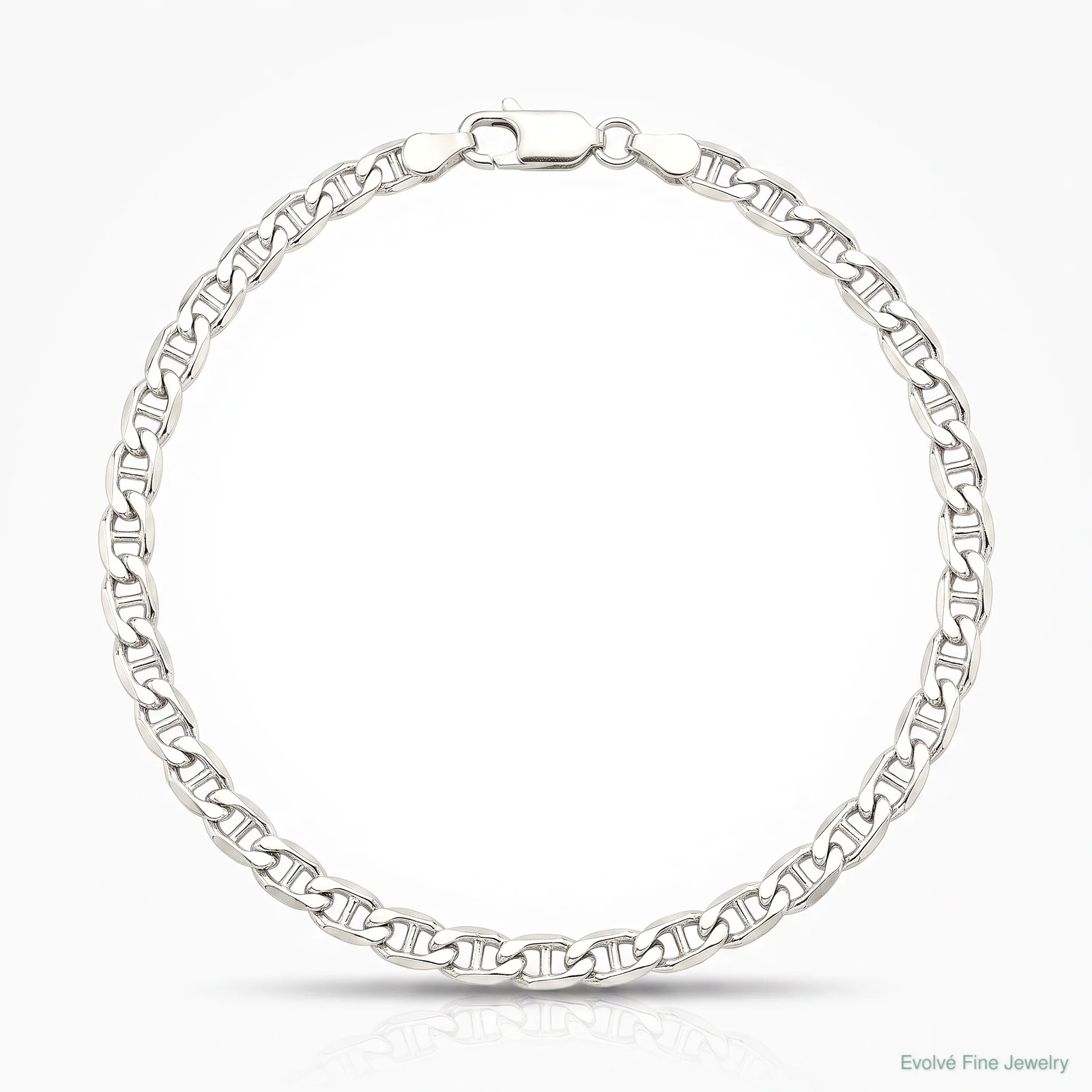 Sterling Silver 4.65mm Diamond-Cut Flat Anchor Curb Chain Bracelet 7″-8″