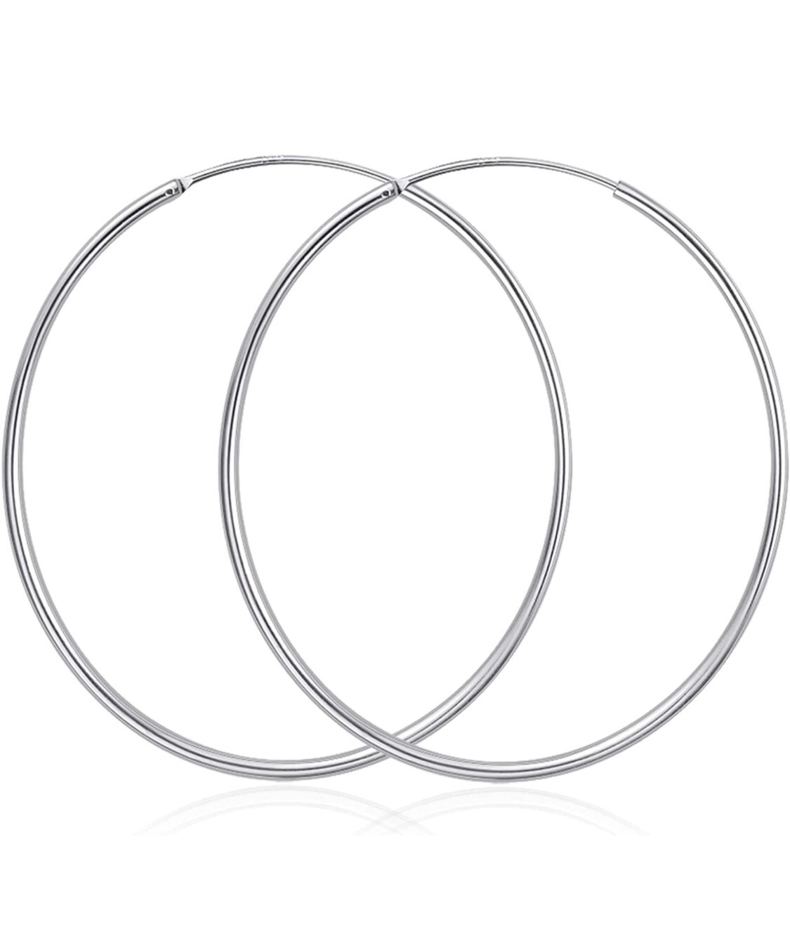 Sterling Silver 925 Endless Hoop Earrings Lead And Nickel Free Large 40MM