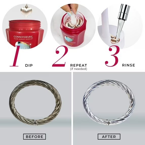 Connoisseurs Silver Jewelry Cleaner, Liquid Dip Jewelry Cleaner in Red Jar