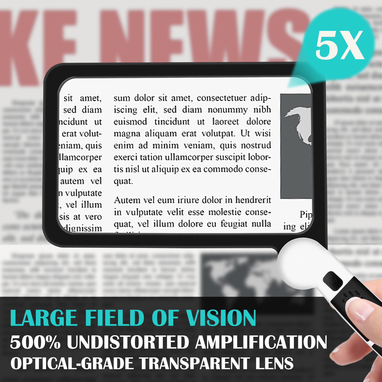 5X Magnifying Glass with 48 LED Light Clarity Handheld Seniors Reading»Magnifier