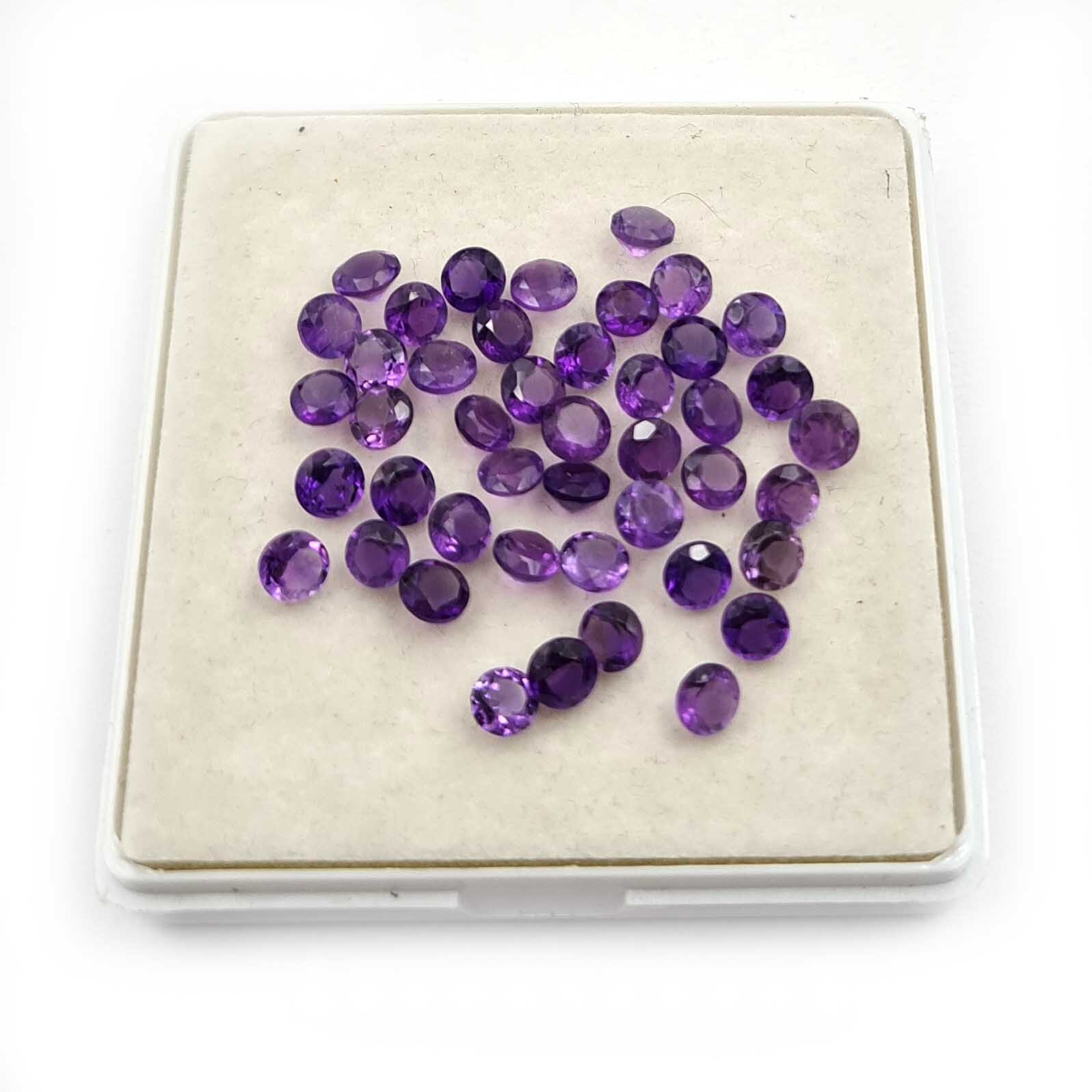 Natural African Amethyst Round Cut Loose Stone Lot 4 MM 10 CT 44 Pcs