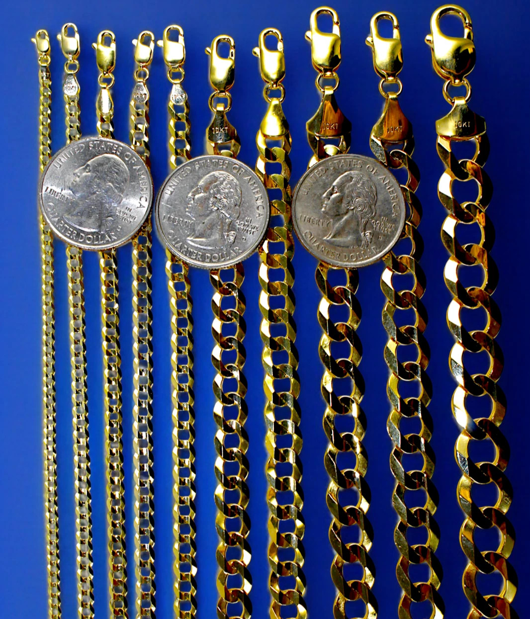 10K Yellow Gold SOLID Curb Cuban Necklace Chain Link Real Gold 2mm-9mm 16″-30″