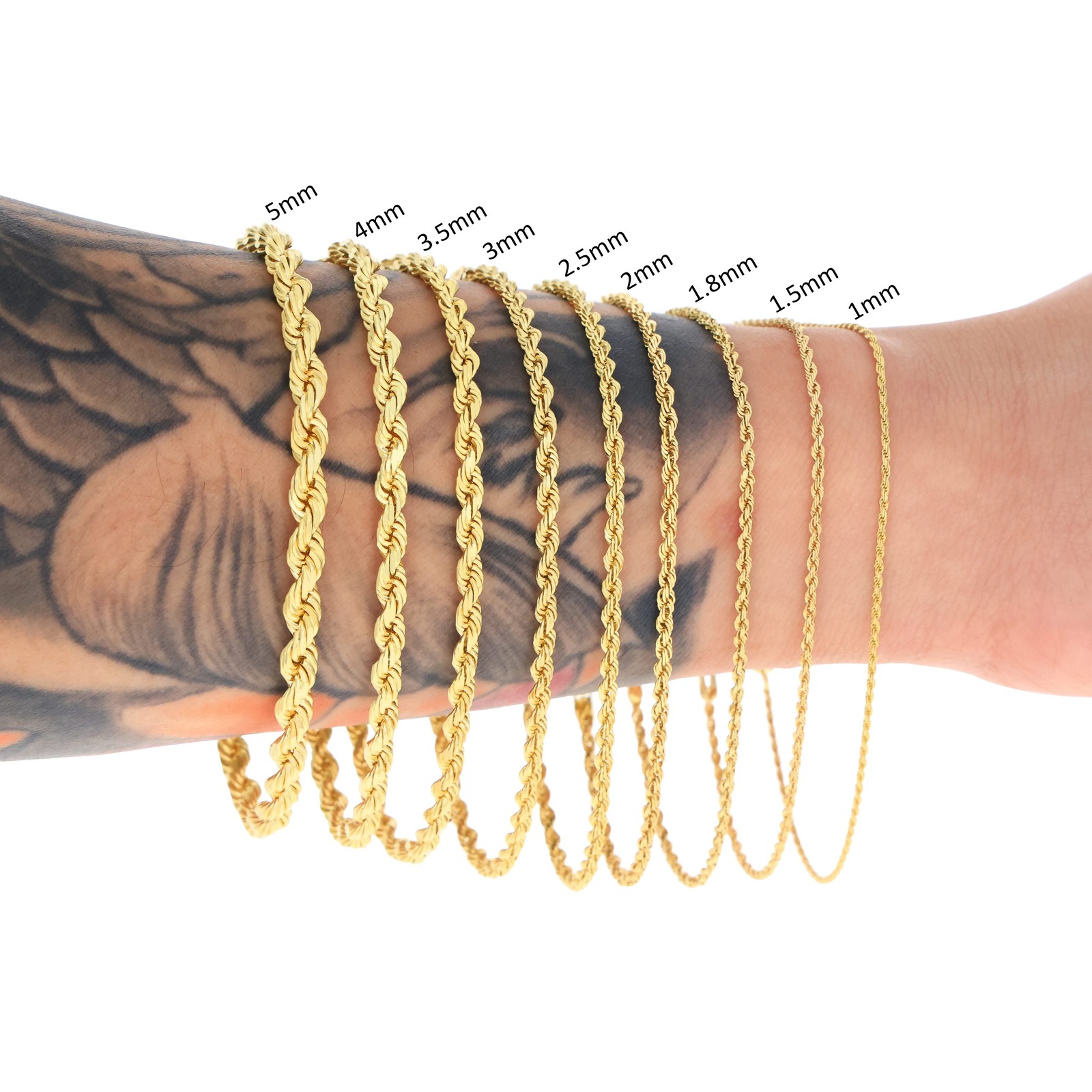 10K Yellow Gold 2mm-10mm Diamond Cut Rope Chain Bracelet Men Women 7″ 7.5″ 8″ 9″