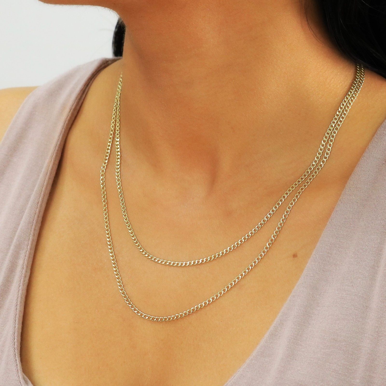 10K Yellow Gold 2.5mm Curb Cuban Italian Link Chain Necklace Mens Womens 20″