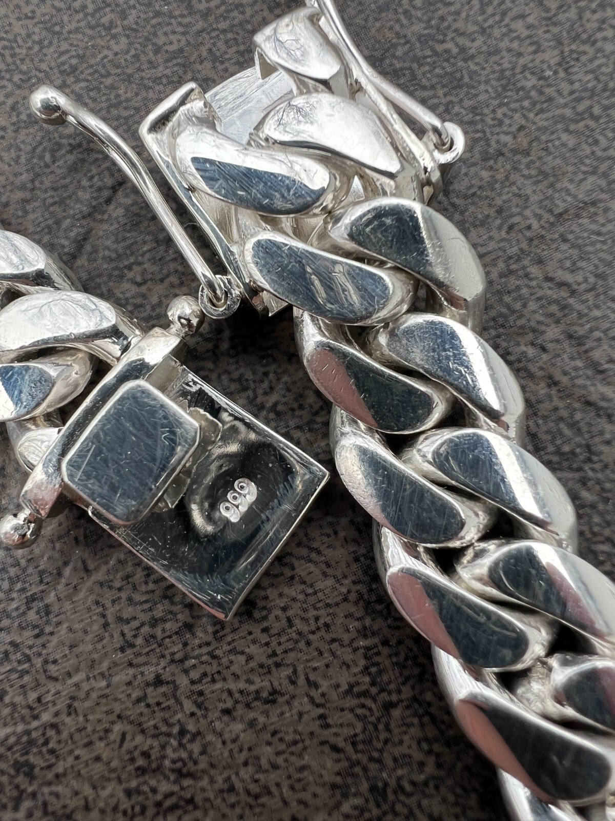 Real Handmade Tight Link Miami Cuban Chain Bracelet Or Necklace In 999 Silver