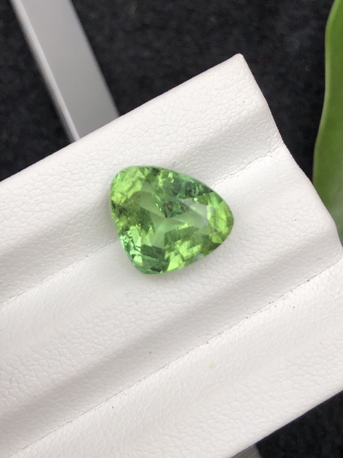 5.60 Cts Natural Green Tourmaline with Trillion Cut | Slightly Included