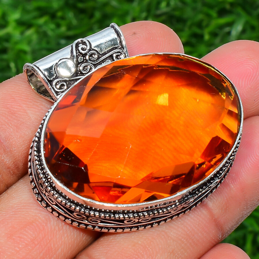 AAA+ Citrine Gemstone Handmade 925 Sterling Silver Jewelry Oval Cut Pendant