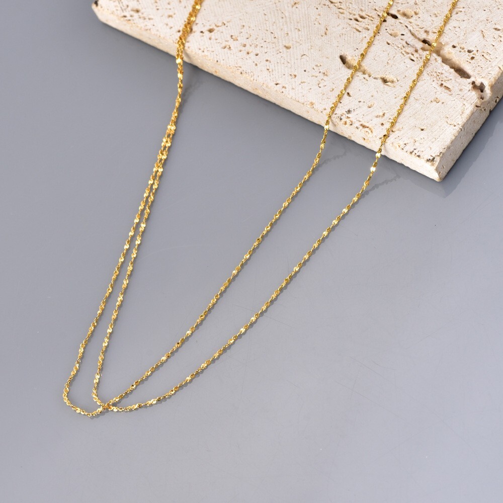 Woman 18K Gold Plated 2 Layers Starry Chain Necklace Anti-tarnish 19in