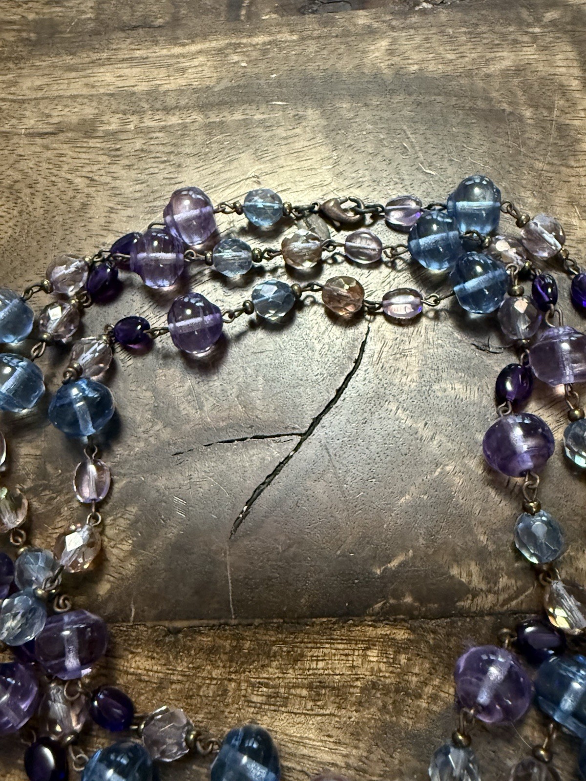 Joan Rivers Czech Republic Blue/Purple/Multi Glass Linked Bead Necklace, 48”