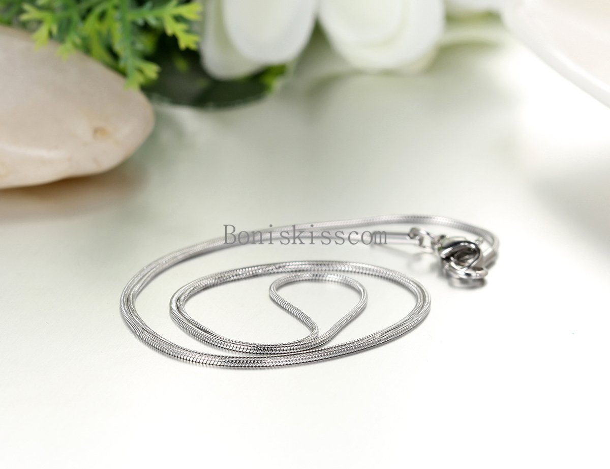 Stainless Steel 1.0mm Thin Round Snake Chain Snake Link Necklace 17 Inch Long
