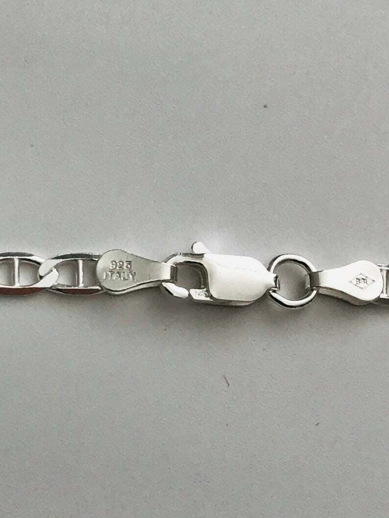 925 Sterling Silver 3.5 mm Mariner Link Chain,Made in Italy Necklace -G080