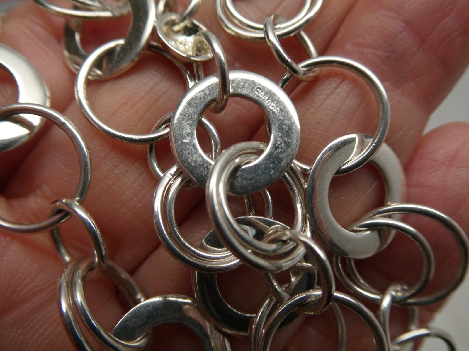 Chateau D’ Argent Canada Sterling Silver 925 Circle Linked Chain Necklace 54″