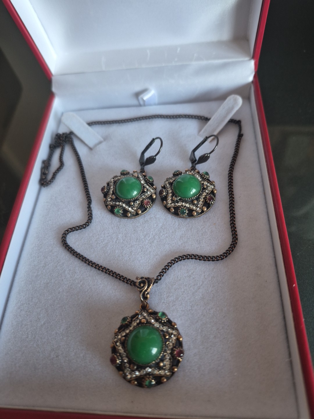 Turkish Emerald Ruby Zircon 2pc Set