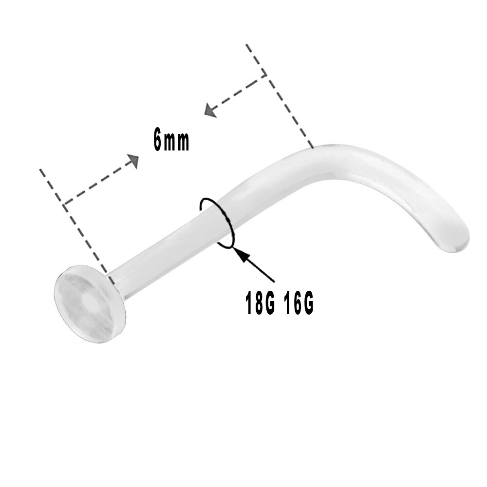 18G 16G Pyrex Glass Nose Retainer Screw Stud Ring L Shape Body Jewelry Piercings