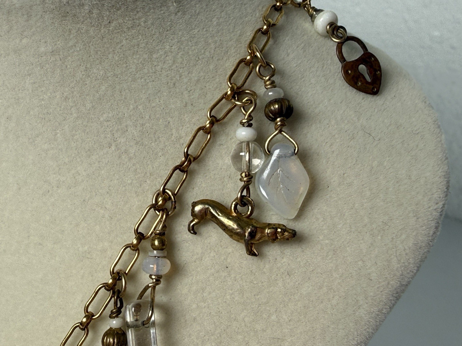 VTG 1/20 14k Gold Filled Charm 21.5” Necklace Cats Hearts Animals Crosses Love
