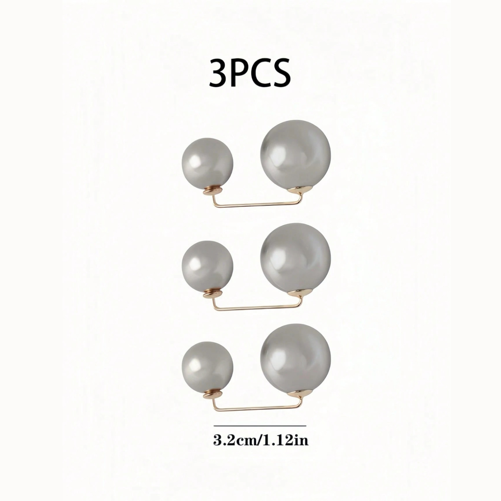 Faux Pearl Brooch Pins 3p Women Pearl Pin Sweater Shawl Clips DIY Craft Supplies
