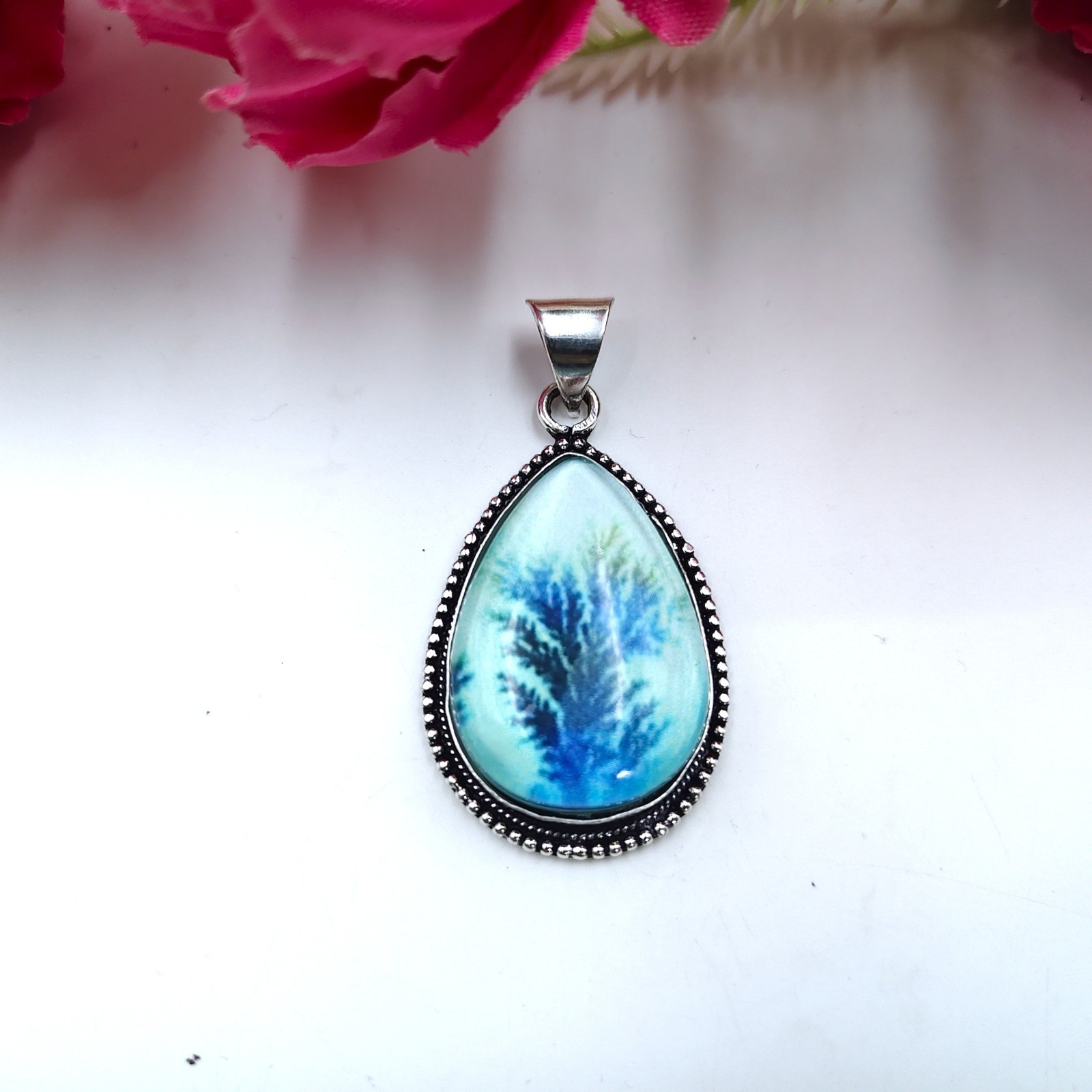 Dendritic Agate Gemstone Handmade 925 Sterling Silver Jewelry Pendant Sz-1.75″