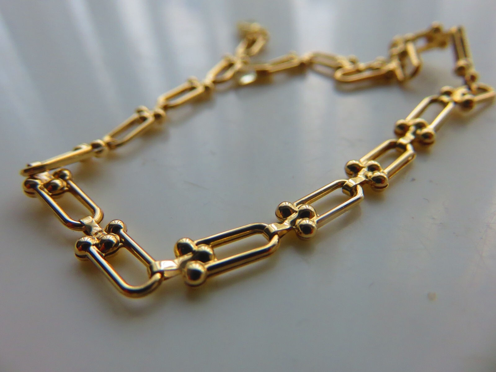 Gold Bracelet 9 Carat Yellow Gold Interlocking Links Detailed