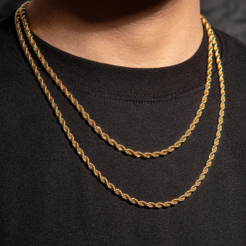 2/3/4/5/6 MM Rope Chain Necklaces For Men Women Twisted Sigapore Links Choker Ba