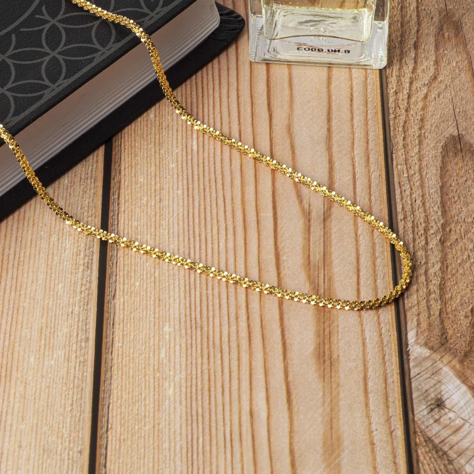 14k Gold Plated Over 925 Sterling Silver 3mm Twisted Rock Sparkle Chain Italy