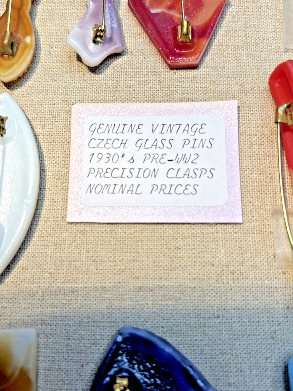 22 Antique 100 year old Czechoslovakian Glass Brooches Pre-WW2