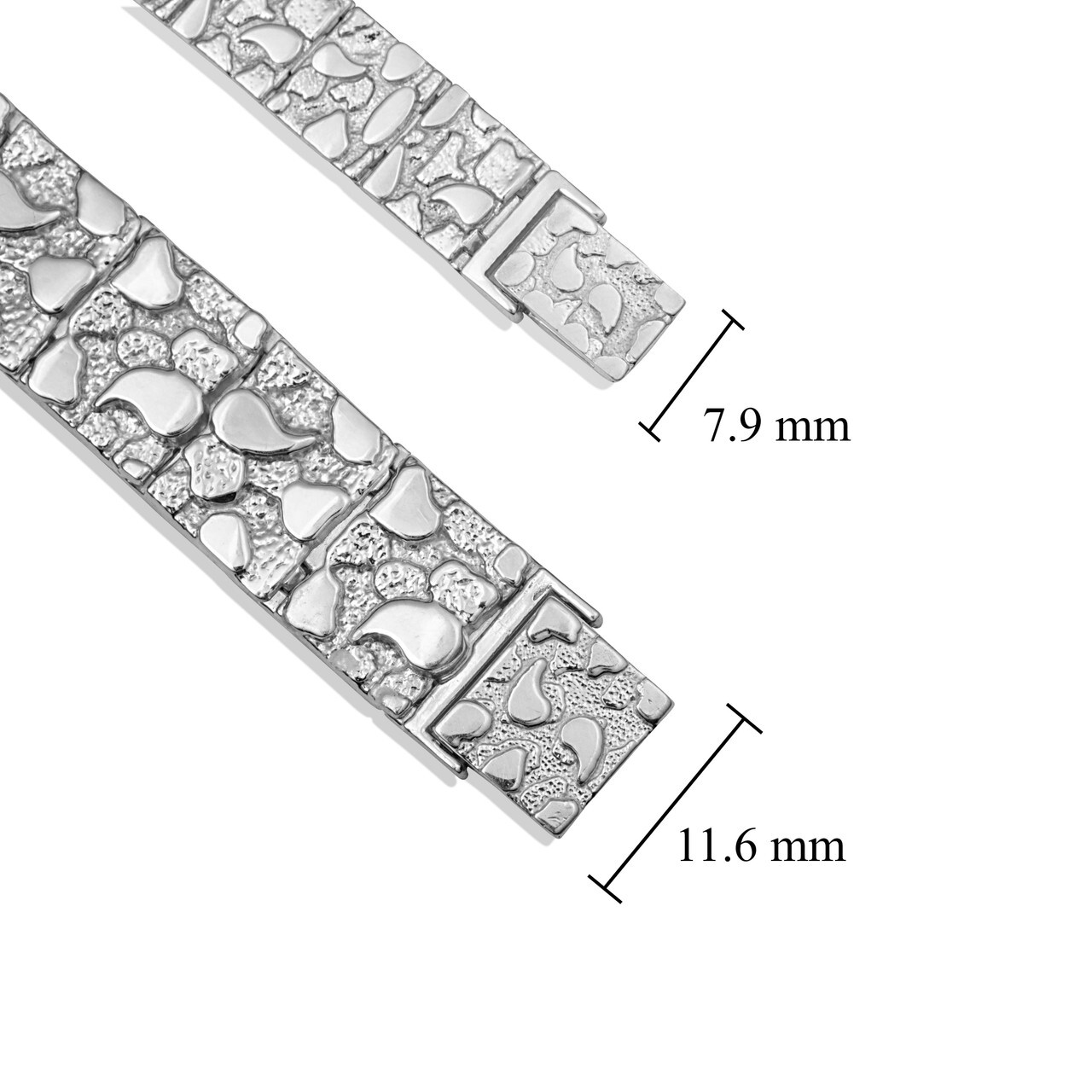 .925 Sterling Silver Textured Nugget Bracelet S/L