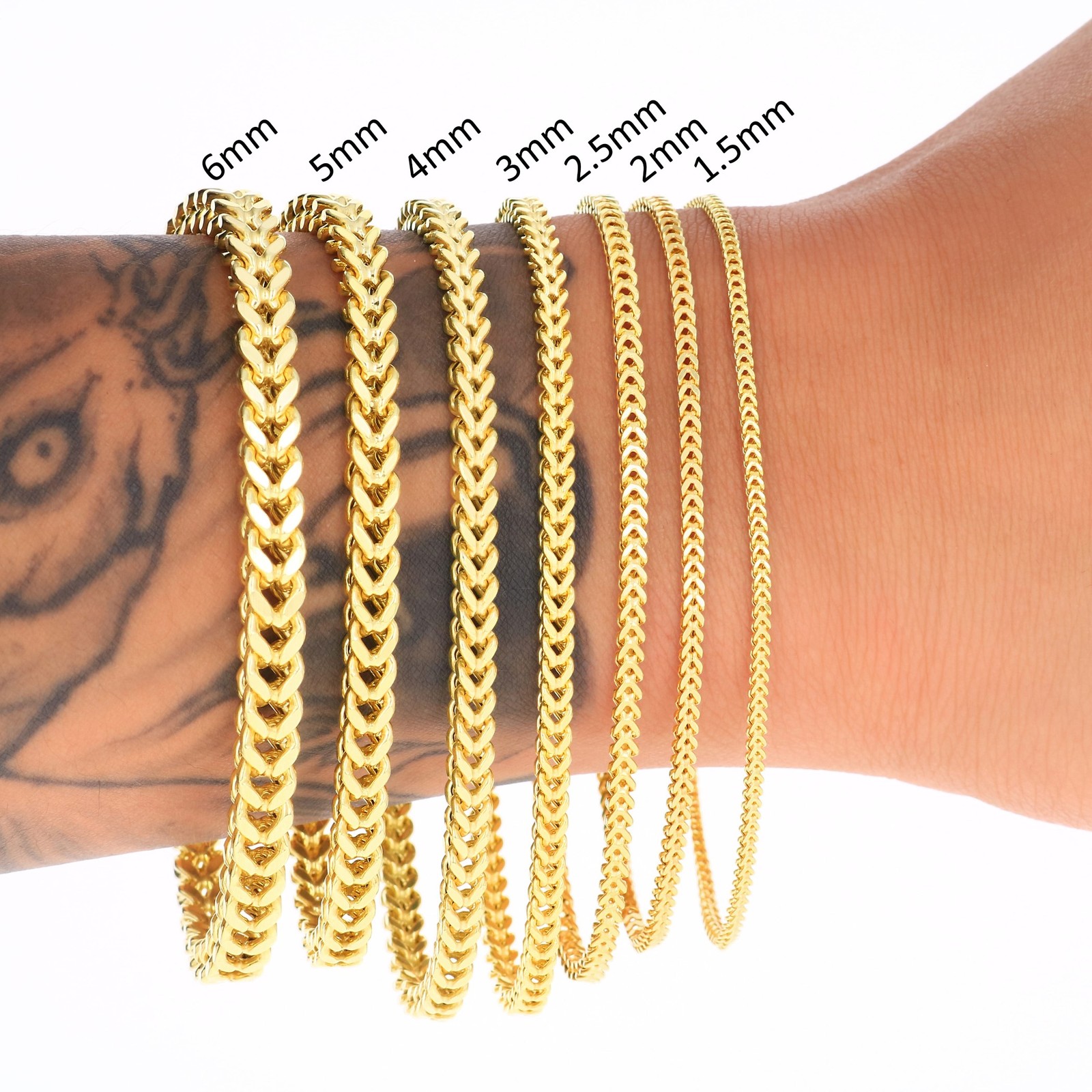 14k Yellow Gold 1.5mm-5mm Franco Box Necklace Bracelet Chain Mens Womens 7″- 30″