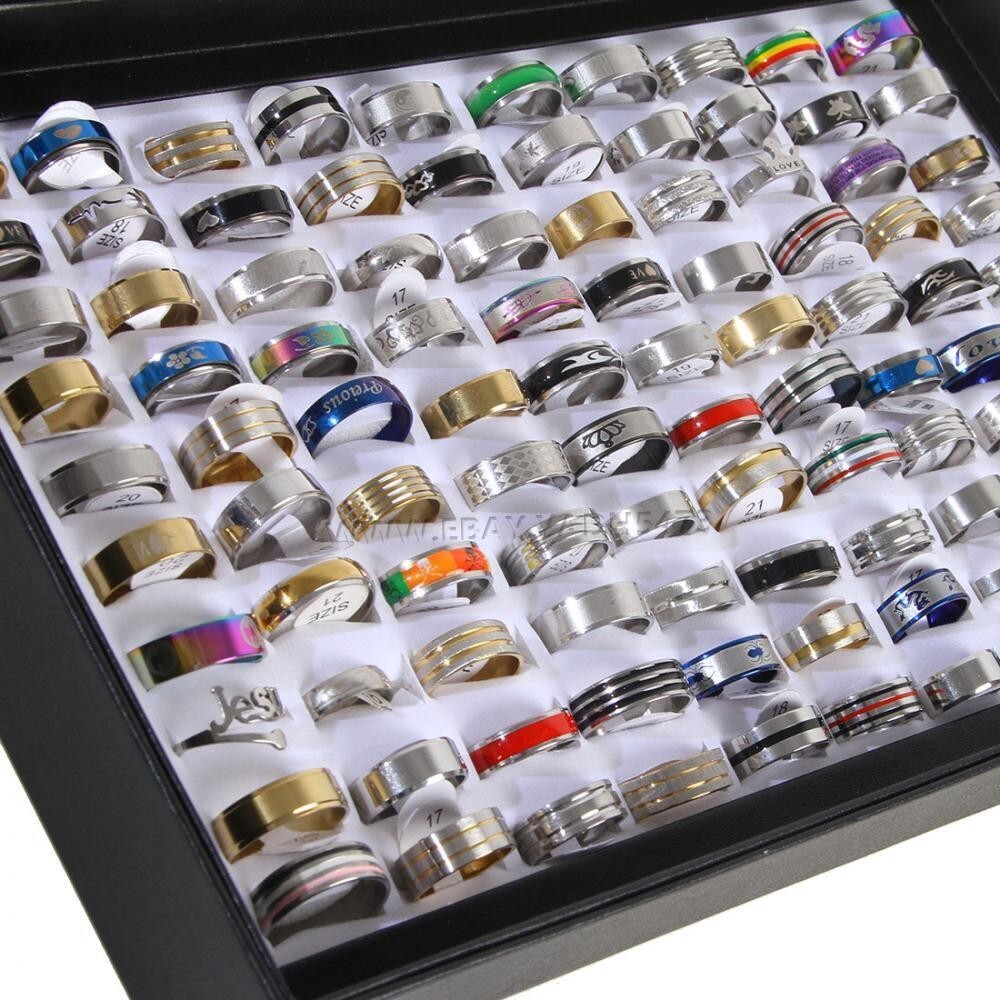 100pc Wholesale Mixed Rings Bulk Finger Band Ring Lot Men/Women Jewelry Fashions