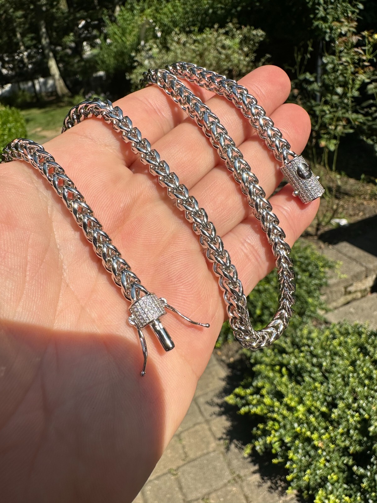 Iced MOISSANITE Clasp 925 Silver Stainless Steel Franco Chain Necklace Bracelet