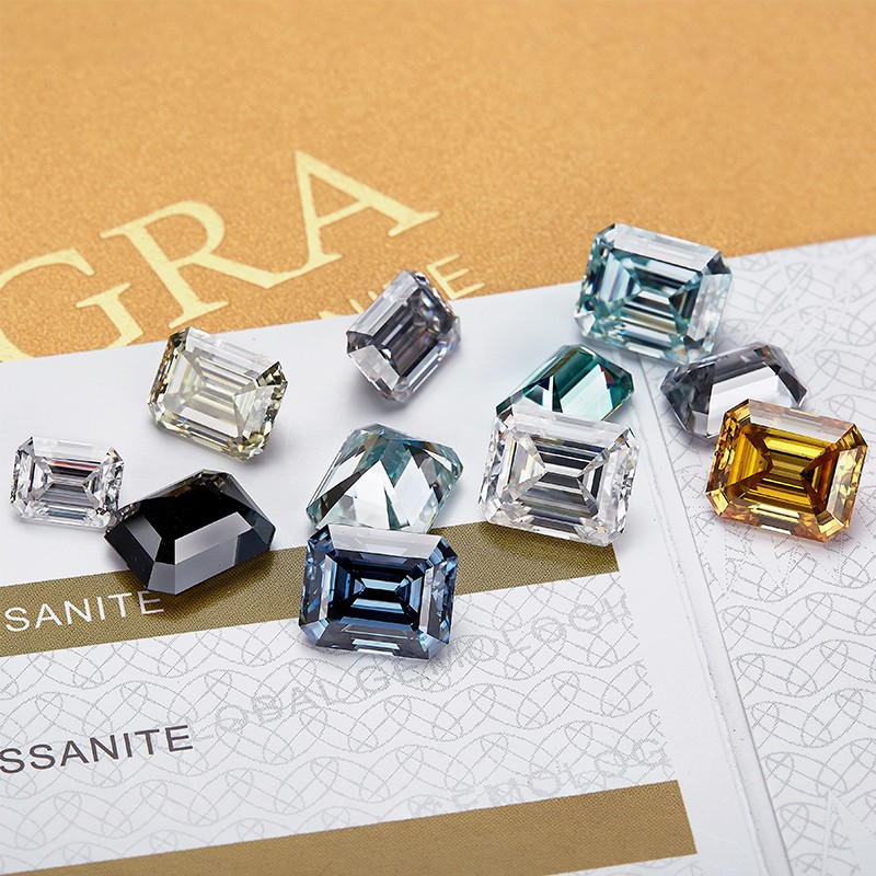 Brilliant Emerald Cut 0.2-10ct D Moissanite Loose Multiple Color VVS1 Gemstones