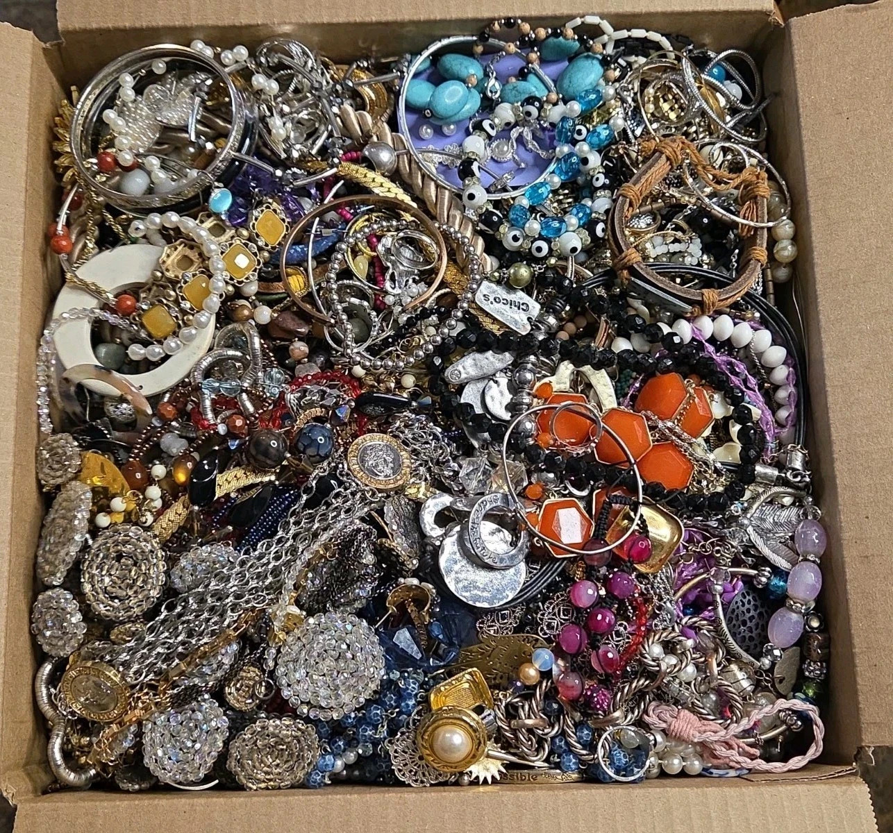 3 Lbs Unsearched Jewelry Lot Vintage & Modern Junk & Good Wear & Resell Tangles