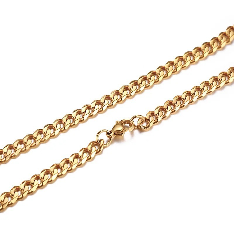 3/5/7mm Stainless Steel Cuban Link Chain Stainless Steel Necklace, Punk Hip-hop