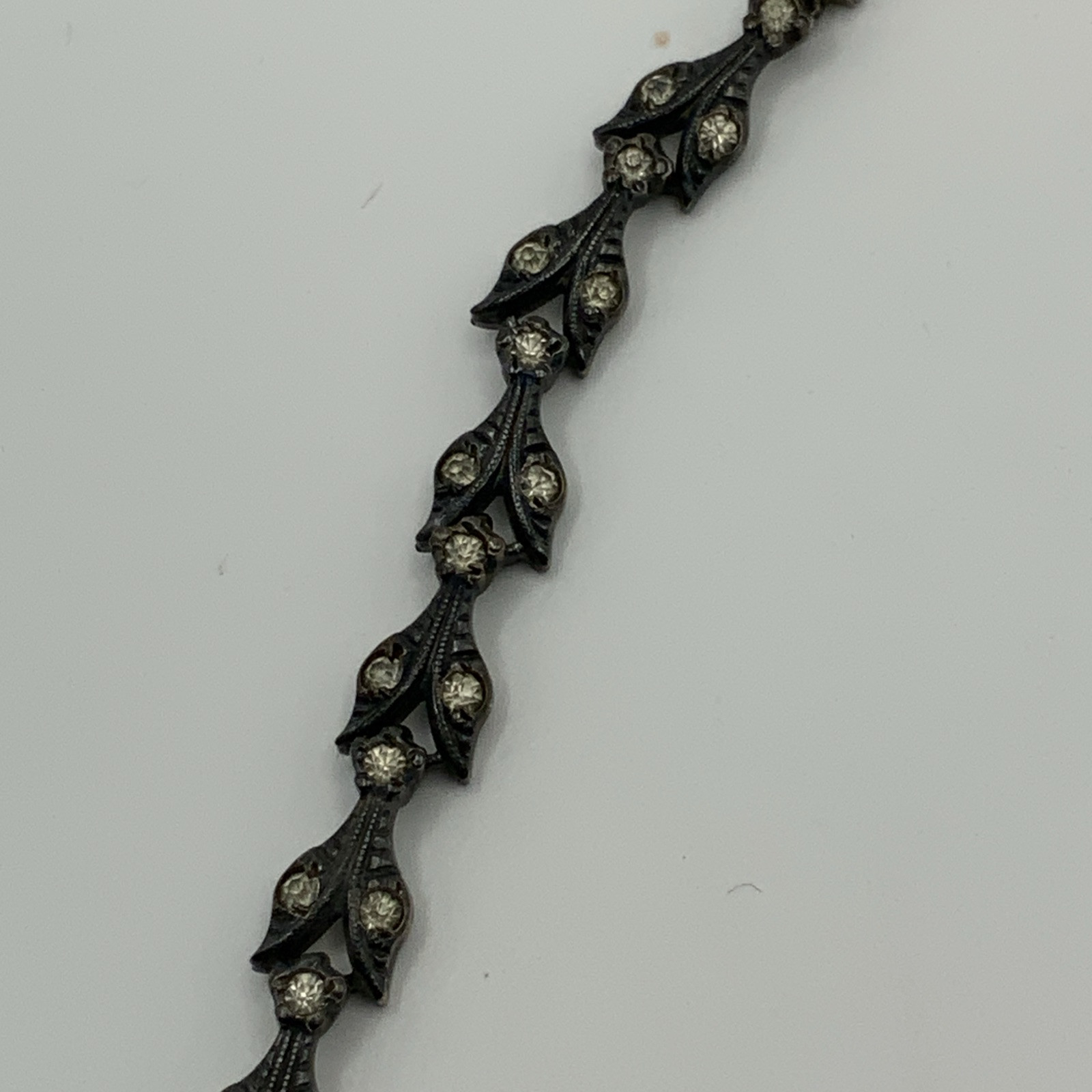 Antique Victorian Diamond Paste Sterling Silver Foiled Back Necklace, 41.7g