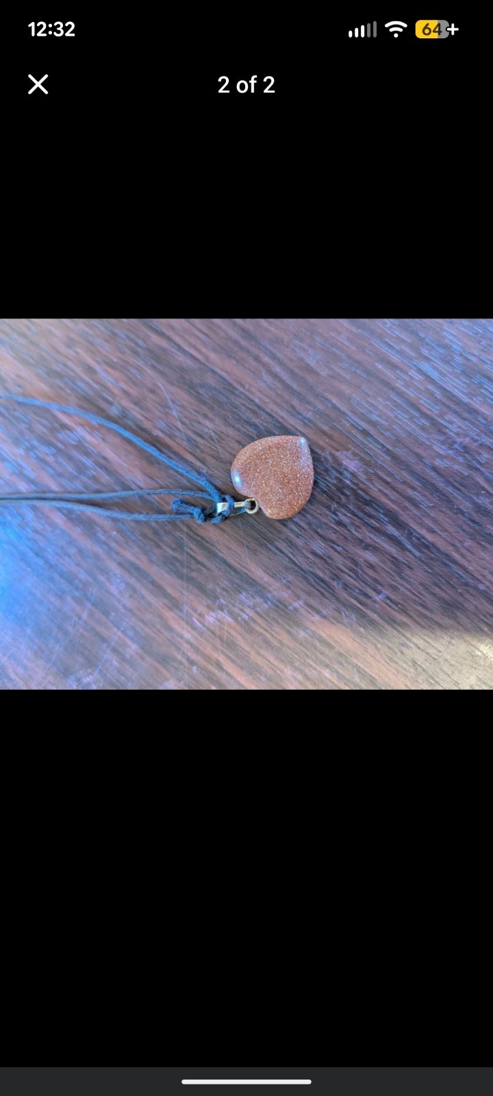 Heart-Shaped Brown Stone Pendant Cord Necklace, Black/Brown Love & Hearts