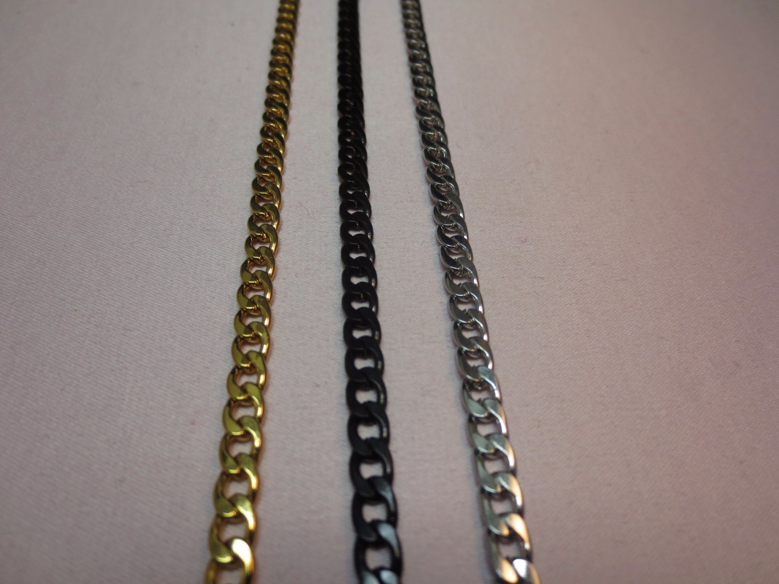 7″-42″ STAINLESS STEEL GOLD-SILVER-BLACK-PLATED 5MM CUBAN CURB CHAIN NECKLACE