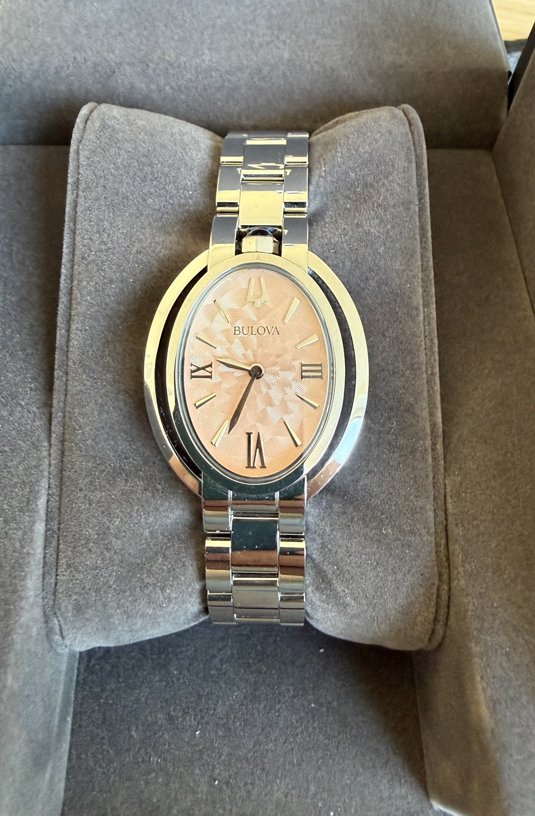 Bulova 96L331 Rubaiyat Oval Pink Dial Stainless Steel Bracelet Women’s Watch