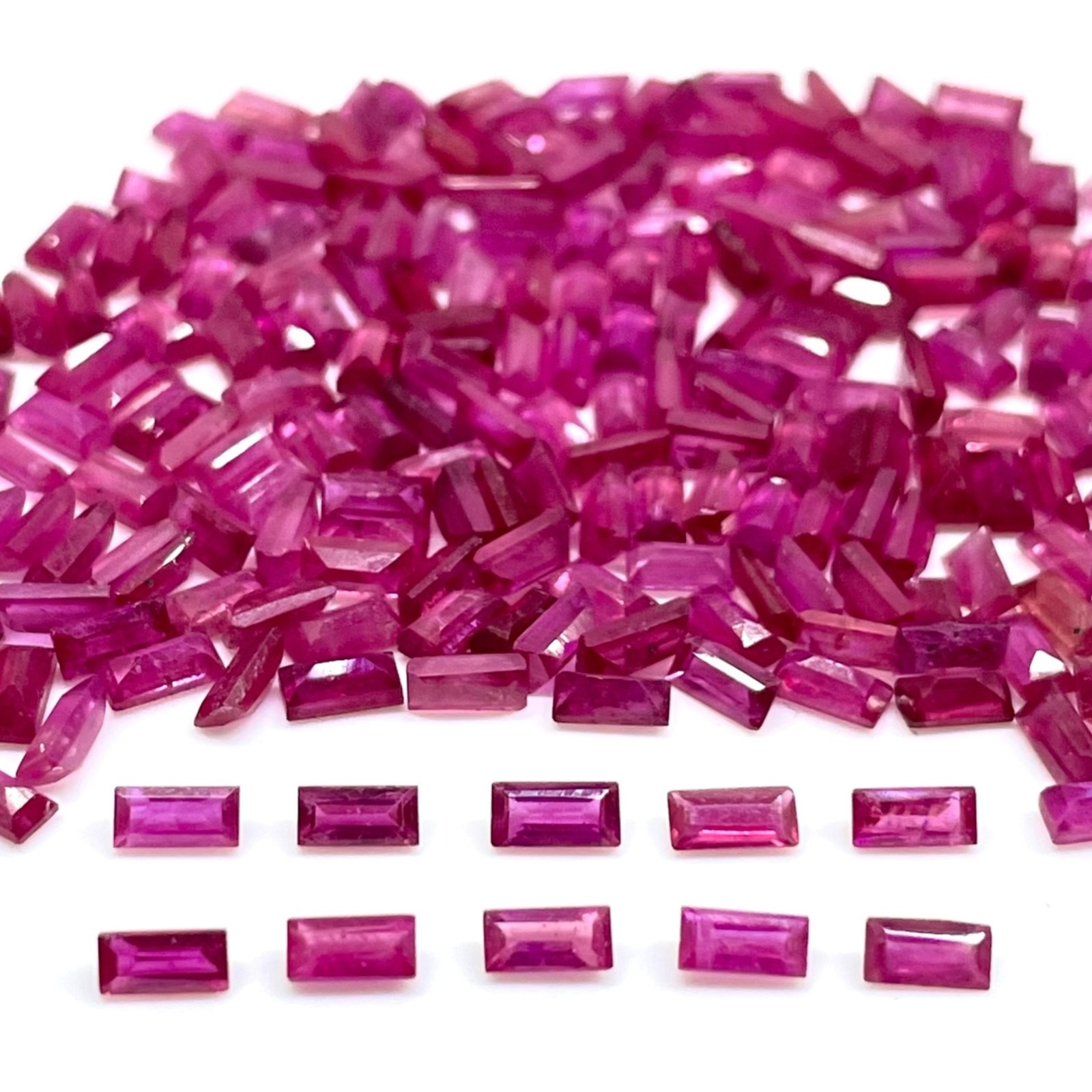 10 Pcs Natural Mozambique Ruby 4x2mm Baguette Cut Pinkish Red Loose Gemstone Lot